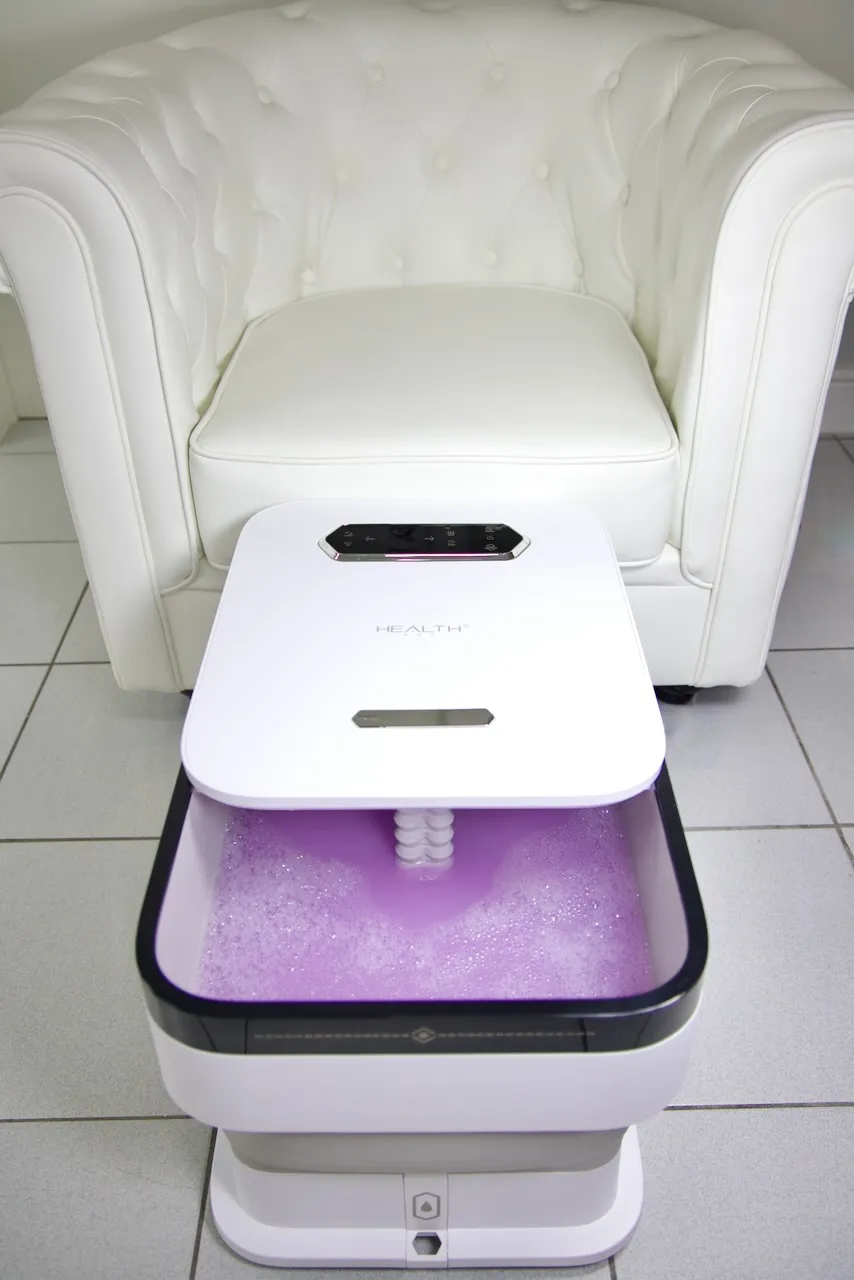 Footbath with lavender soapy water